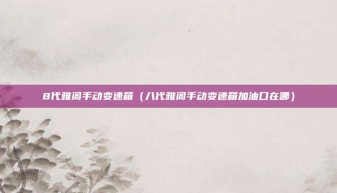 8代雅阁手动变速箱(八代雅阁手动变速箱加油口在哪)
