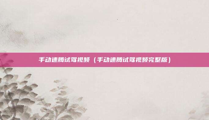手动速腾试驾视频（手动速腾试驾视频完整版）