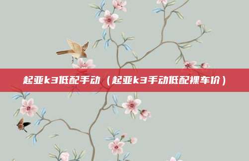 起亚k3低配手动（起亚k3手动低配裸车价）