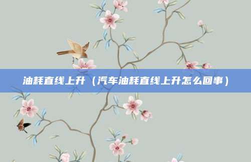 油耗直线上升(汽车油耗直线上升怎么回事)