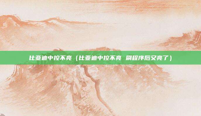 比亚迪中控不亮（比亚迪中控不亮 刷程序后又亮了）