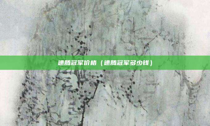速腾冠军价格(速腾冠军多少钱)