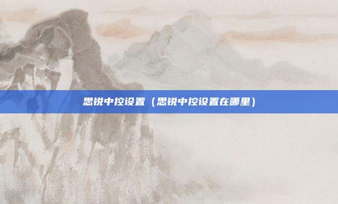 思锐中控设置（思锐中控设置在哪里）