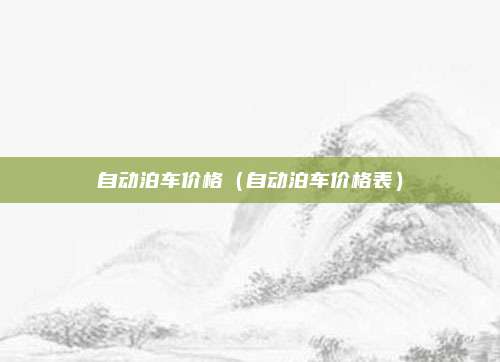 自动泊车价格（自动泊车价格表）