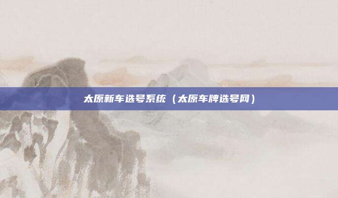 太原新车选号系统（太原车牌选号网）
