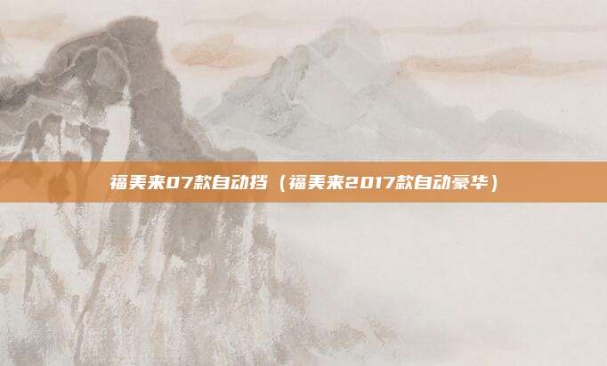福美来07款自动挡(福美来2017款自动豪华)