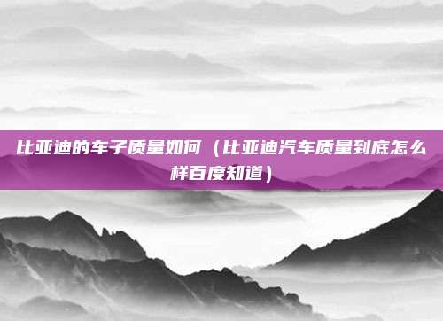 比亚迪的车子质量如何（比亚迪汽车质量到底怎么样百度知道）