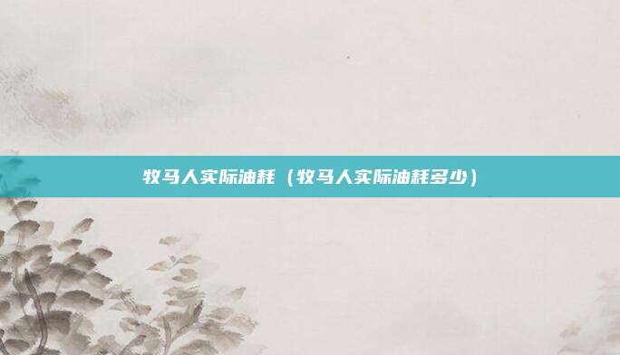 牧马人实际油耗（牧马人实际油耗多少）