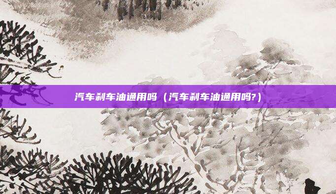 汽车刹车油通用吗（汽车刹车油通用吗?）