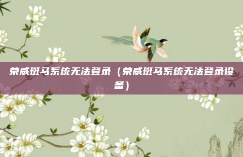 荣威斑马系统无法登录（荣威斑马系统无法登录设备）