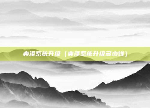奕泽系统升级(奕泽系统升级多少钱)