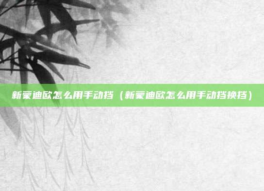 新蒙迪欧怎么用手动挡(新蒙迪欧怎么用手动挡换挡)