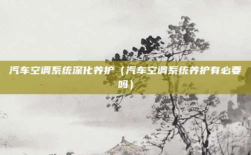 汽车空调系统深化养护(汽车空调系统养护有必要吗)