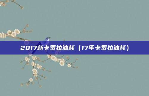 2017新卡罗拉油耗(17年卡罗拉油耗)