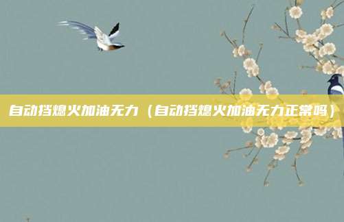 自动挡熄火加油无力（自动挡熄火加油无力正常吗）