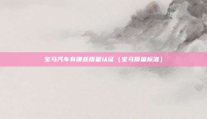 宝马汽车有哪些质量认证（宝马质量标准）