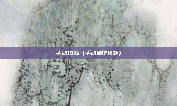 手动19秒(手动操作视频)