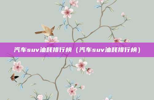 汽车suv油耗排行榜(汽车suv油耗排行榜)