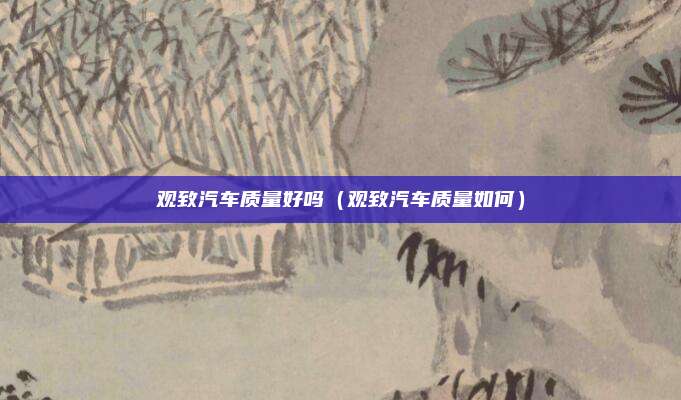 观致汽车质量好吗（观致汽车质量如何）