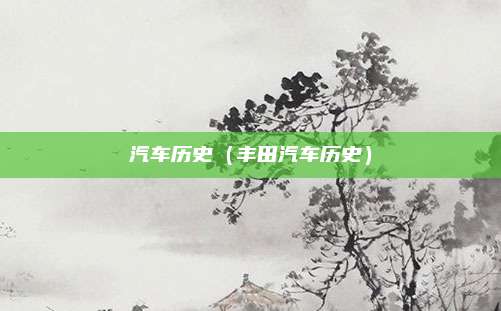 汽车历史(丰田汽车历史)