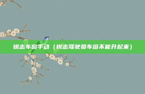 锐志车窗手动（锐志驾驶员车窗不能升起来）